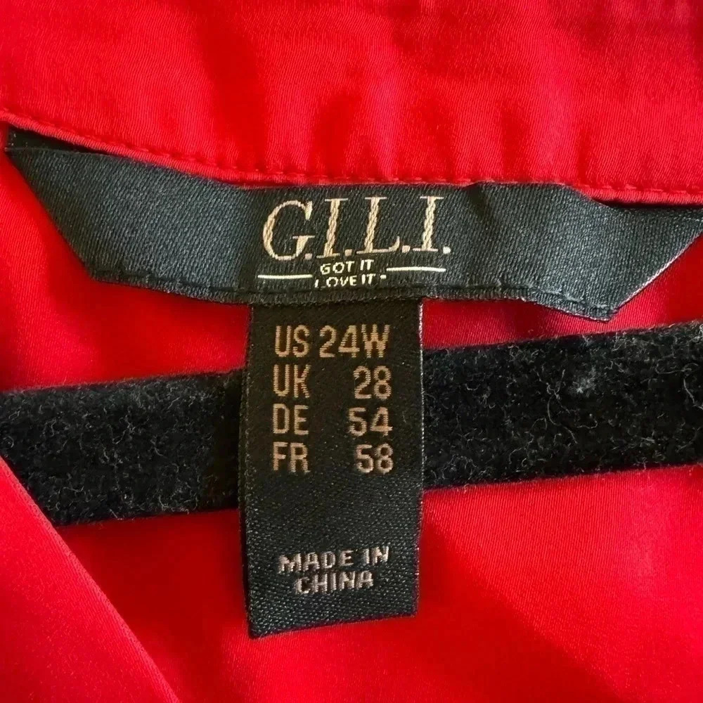 G.I.L.I. Red Blouse Size 24W-Short sleeve - Picture 2 of 4